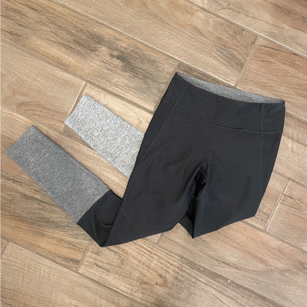 Outdoor Voices Black and Gray Colorblock Leggings
